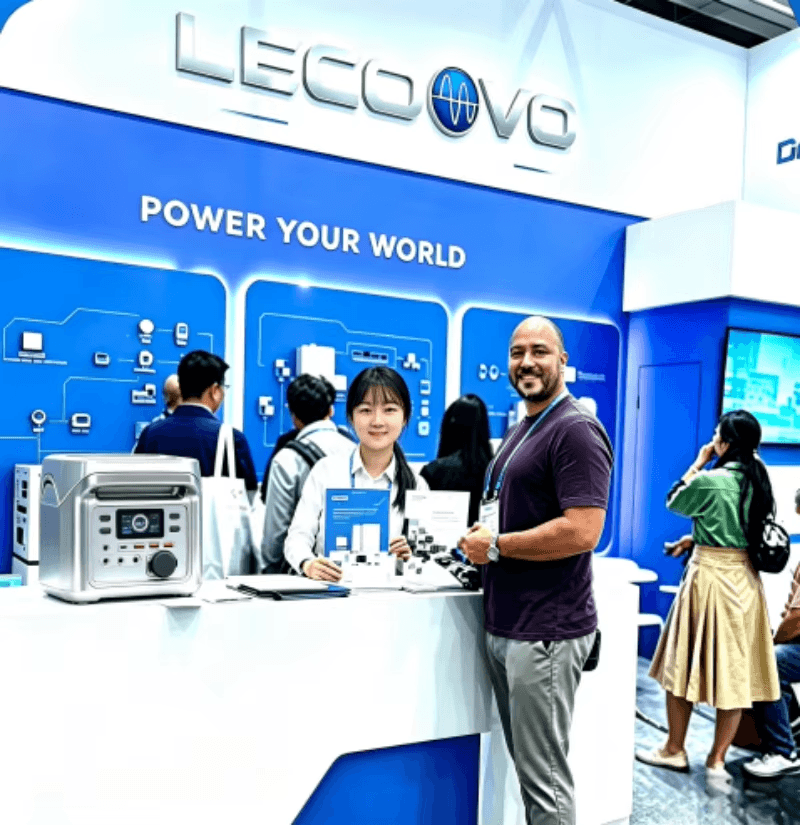 LECOOVO exhibition booth displaying power and energy storage products