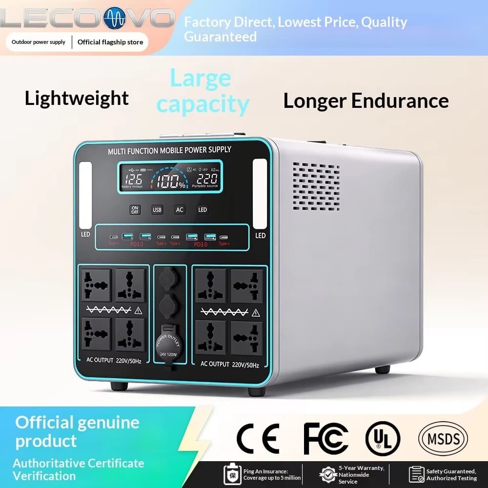 LECOOVO E3000S Portable Power Station, LiFePO4 Battery, USB-C, Fast Charging, Solar Generator for Home, Camping & RV, LECOOVO E3000S Portable Power Station, 深圳市一能精密科技有限公司