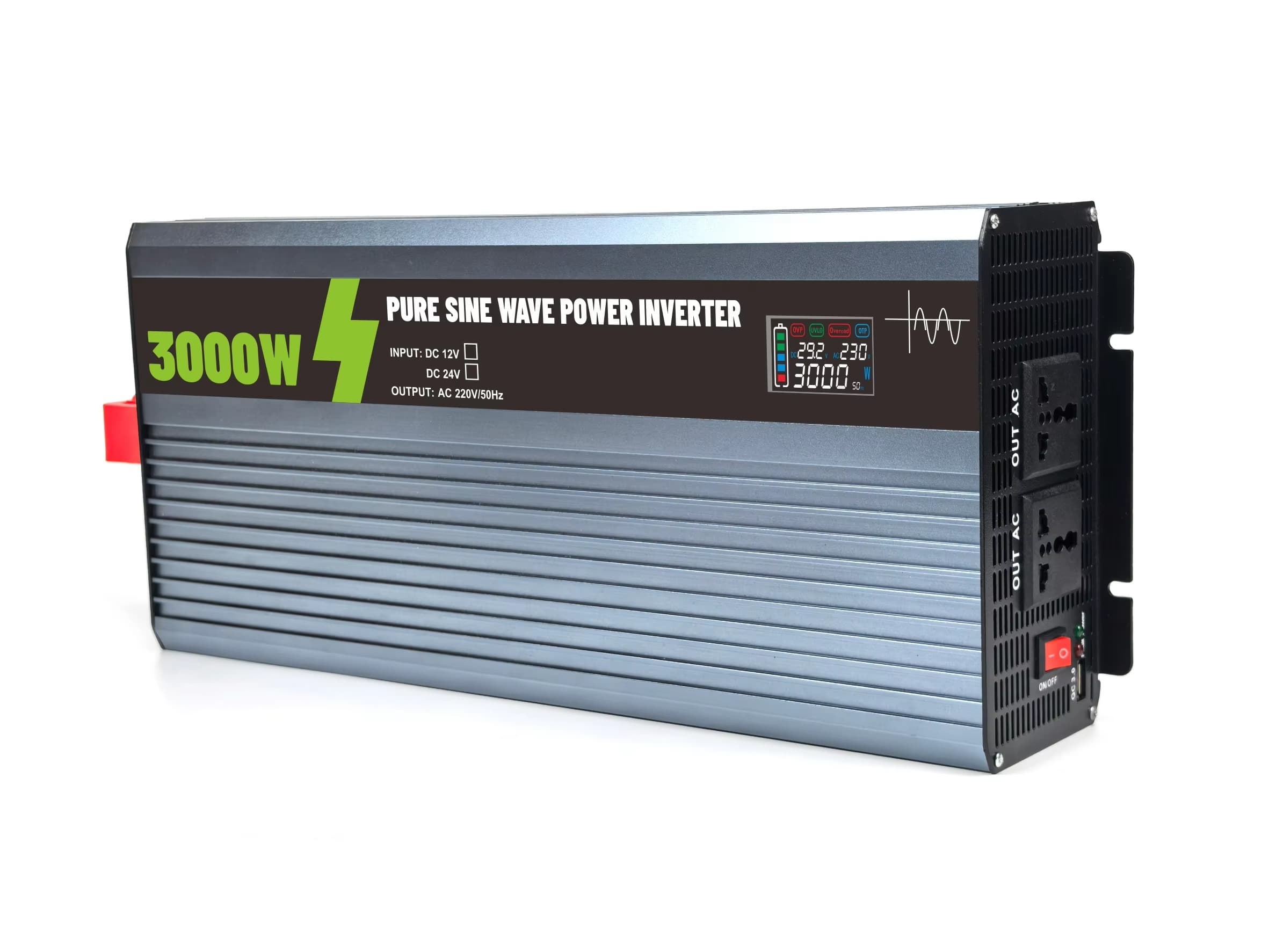 LECOOVO 3000W Pure Sine Wave Inverter DC 24V to AC 220V Off Grid Solar Power Inverter for Home Energy Storage & RV Use, 深圳市一能精密科技有限公司